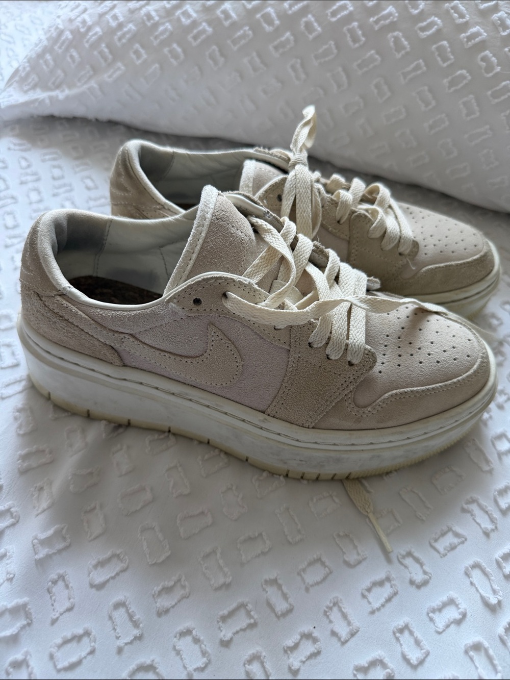 Nike Cream Suede Platform Sneakers 6.5